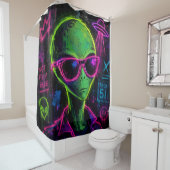Rideaux De Douche Alien Néon Cool (En situation)