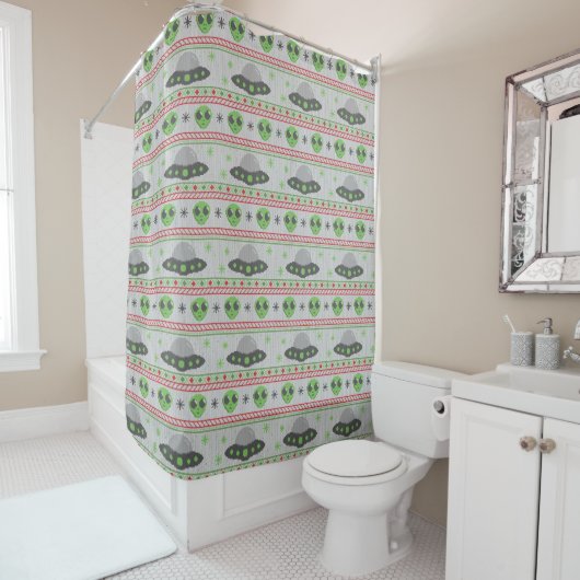 Rideaux De Douche Alien Vilain Sweat de Noël (En situation)