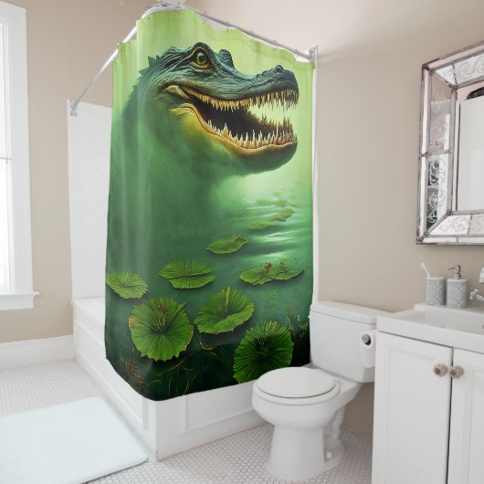Rideaux De Douche Alligator Art (En situation)