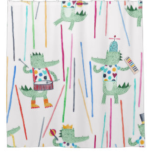 Rideaux De Douche Alligators Musique : Aquarelle Enfant sans joint