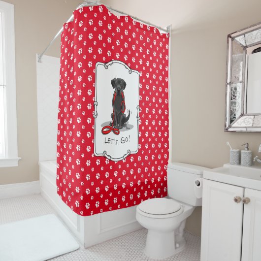 Rideaux De Douche Allons-y ! Black Labrador Retriever - mignon chien (En situation)