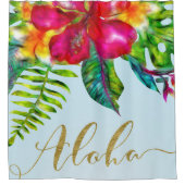 Rideaux De Douche Aloha Bright Electric Pop Tropical Floral (Devant)