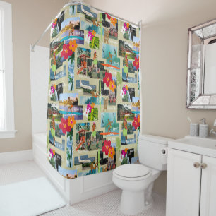 Rideaux De Douche Aloha carte postale vintage hawaïenne de paradis