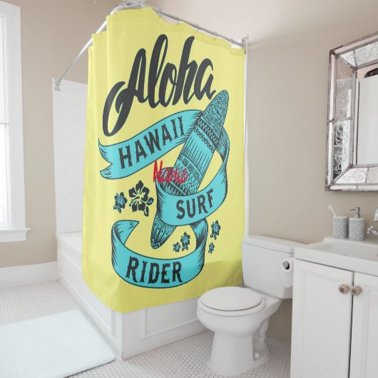 Rideaux De Douche Aloha Hawaii Surf Rider Thunder_Cove (En situation)