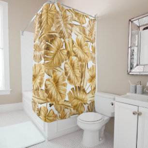 Rideaux De Douche Aloha Tropical Gold Parties scintillant Monstera F