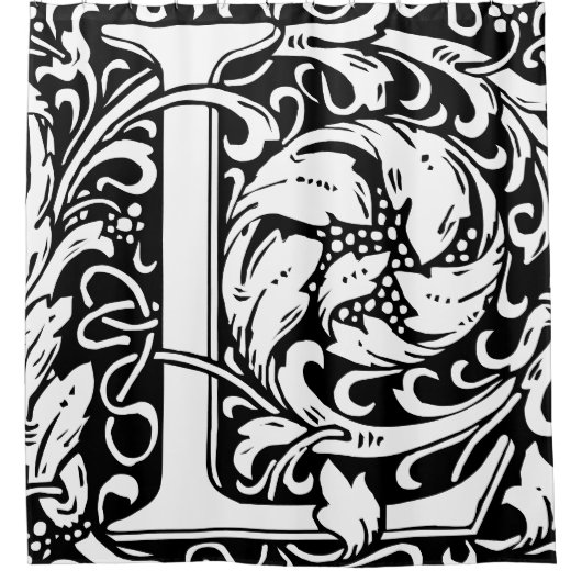 Rideaux De Douche Alphabet floral Lettre monogramme L classique (Devant)
