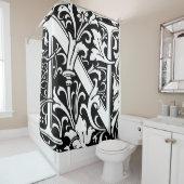 Rideaux De Douche Alphabet floral Lettre monogramme N classique (En situation)