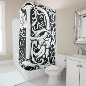 Rideaux De Douche Alphabet floral Lettre monogramme P classique (En situation)