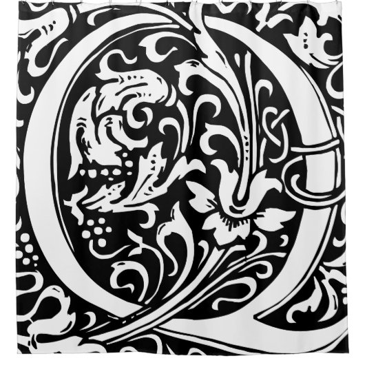 Rideaux De Douche Alphabet floral Lettre monogramme Q classique (Devant)