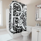 Rideaux De Douche Alphabet floral Lettre monogramme R classique (En situation)
