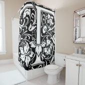 Rideaux De Douche Alphabet floral Lettre monogramme T classique (En situation)