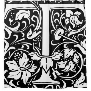 Rideaux De Douche Alphabet floral Lettre monogramme T classique