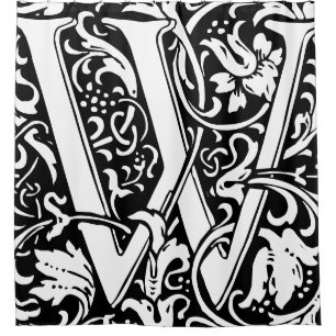 Rideaux De Douche Alphabet floral Lettre monogramme W Classic