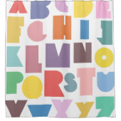Rideaux De Douche Alphabet rétro géométrique (Devant)