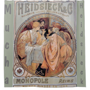 Rideaux De Douche Alphonse Mucha, art, nouveau, vintage, cachet, pos