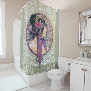 Rideaux De Douche Alphonse Mucha, Donna, Art nouveau, vintage, élé