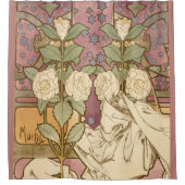 Rideaux De Douche Alphonse Mucha Elegant Art Nouveau Stars Camellia  (Devant)