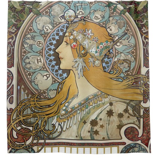 Rideaux De Douche Alphonse Mucha Zodiac restauré (Devant)