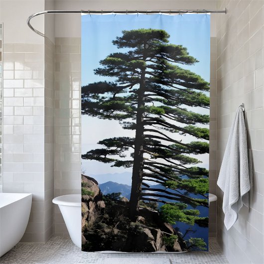 Rideaux De Douche Alpinisme Faune Aventure Pine Tree