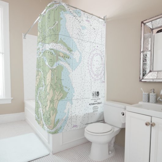 Rideaux De Douche Altamaha Sound Graphique nautique 11508 (En situation)