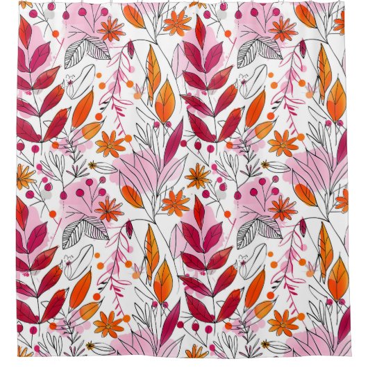 Rideaux De Douche Alyssa Mae Foliage rose et orange (Devant)