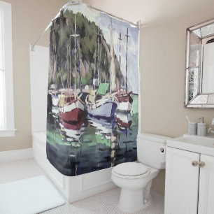 Rideaux De Douche Amarrage À Turunc Gulet Art Acrylique De Voilier