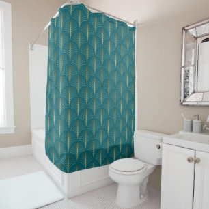 Rideaux De Douche Amateurs d'Art Déco Vintage d'or et de turquoise