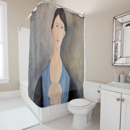 Rideaux De Douche Amedeo Modigliani - Jeune femme en bleu (En situation)