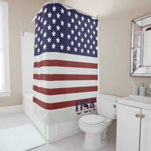 Rideaux De Douche America Drapeau américain Motif américain (En situation)