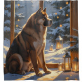 Rideaux De Douche American Akita With Christmas Lights Holiday (Devant)