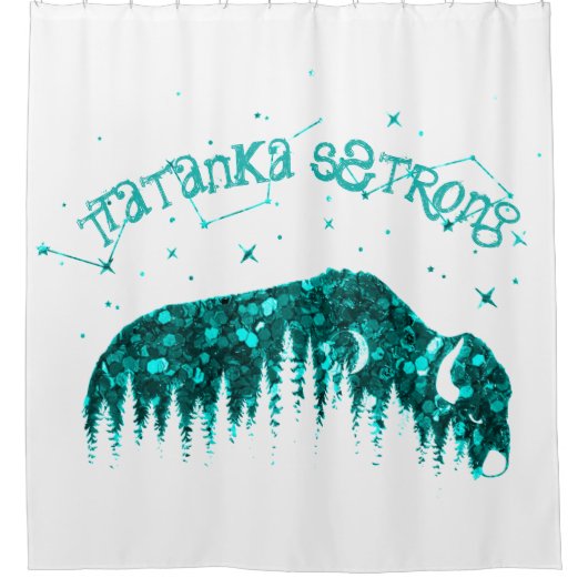 Rideaux De Douche American Bison Moon Star Galaxy Turquoise WhiteTra (Devant)