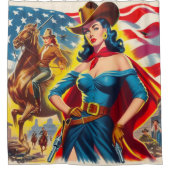 Rideaux De Douche American Cowgirl Pin-up (Devant)