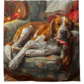 Rideaux De Douche American English Foxhound Chien Festif de Noël (Devant)