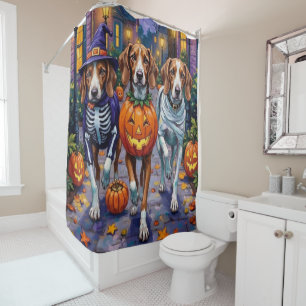 Rideaux De Douche American English Foxhound En Costumes Halloween