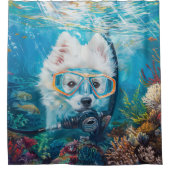 Rideaux De Douche American Eskimo Chien Plongée sous-marine plongée (Devant)
