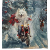 Rideaux De Douche American Eskimo Dog équitation moto Noël (Devant)