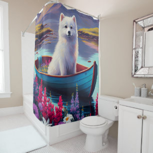 Rideaux De Douche American Eskimo Dog on Paddle : Une aventure Pitto