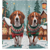 Rideaux De Douche American Foxhound Dogs Christmas Snow Holiday (Devant)