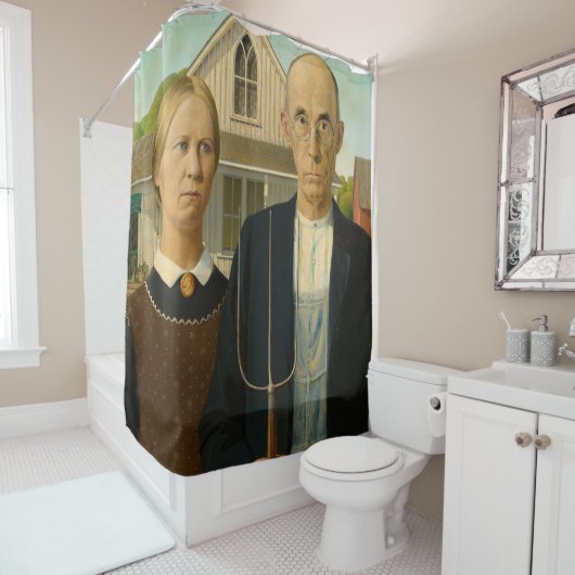 Rideaux De Douche American Gothic, 1930 par Grant Wood (En situation)