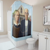 Rideaux De Douche American gothique classique peinture Grant Wood (En situation)