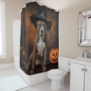 Rideaux De Douche American Staffordshire Citrouille Halloween effray