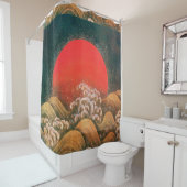 Rideaux De Douche AMETERASU, SUN GODDESS Rouge Brown Noir (En situation)