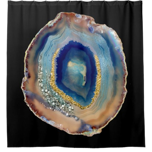 Rideaux De Douche Amethyst Gold Blue Nave Agate Parties scintillant (Devant)
