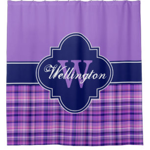 Rideaux De Douche Amethyst Navy Blue Madras Plaid 1I CB Nom du ruban