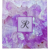 Rideaux De Douche Améthyste Éclats de quartz violet Gemstone Monogra (Devant)