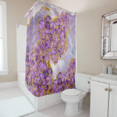 Rideaux De Douche Améthyste et or - Cluster cristal Abstrait (En situation)