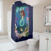 Rideaux De Douche Amis de l'Imaginaire bleu Sirène (En situation)