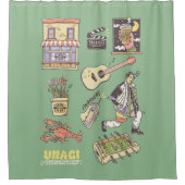 Rideaux De Douche AMIS™ | Graphique d'icônes de dessin (Devant)