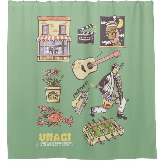 Rideaux De Douche AMIS™ | Graphique d'icônes de dessin (Devant)