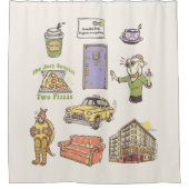 Rideaux De Douche AMIS™ | Graphique d'icônes de dessin (Devant)